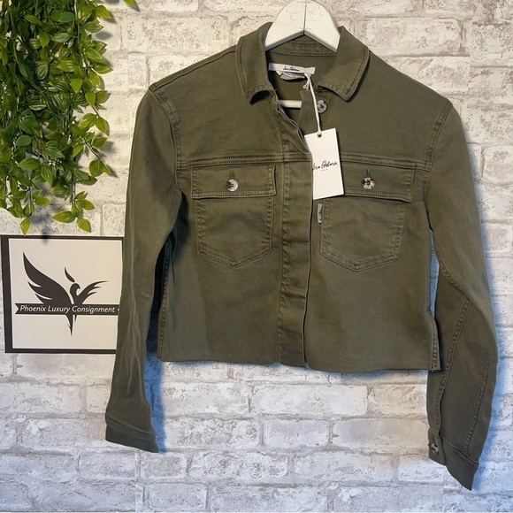 NWT SAM EDELMAN The Aimme Jacket Moss Green Army Denim Jean Jacket Size‎ XS - Picture 1 of 9